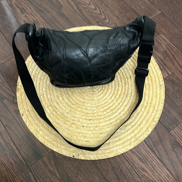 Vintage Y2k Patched Work Leather 5 Zippered Funny Pack - Picture 2 of 15